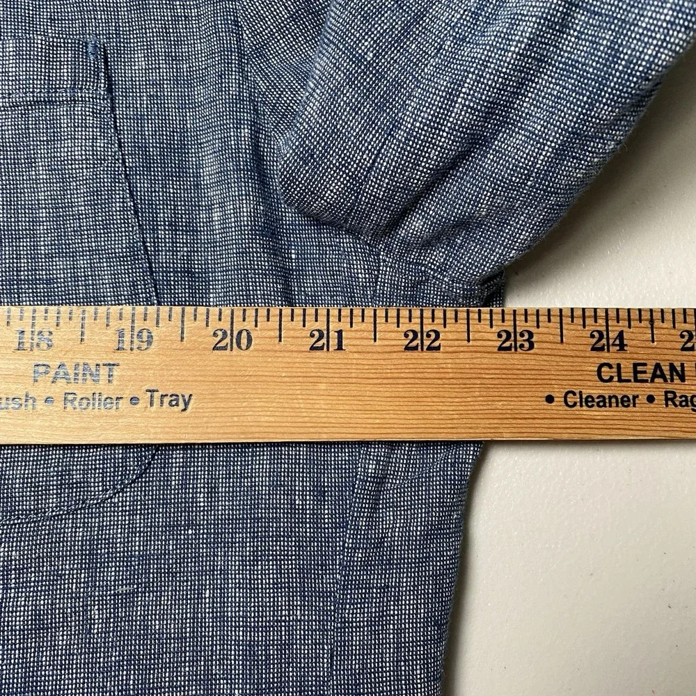 J Crew Blazer Sport Coat XL (46R) Unstructured 2B2V Linen Cotton Blue Chambray